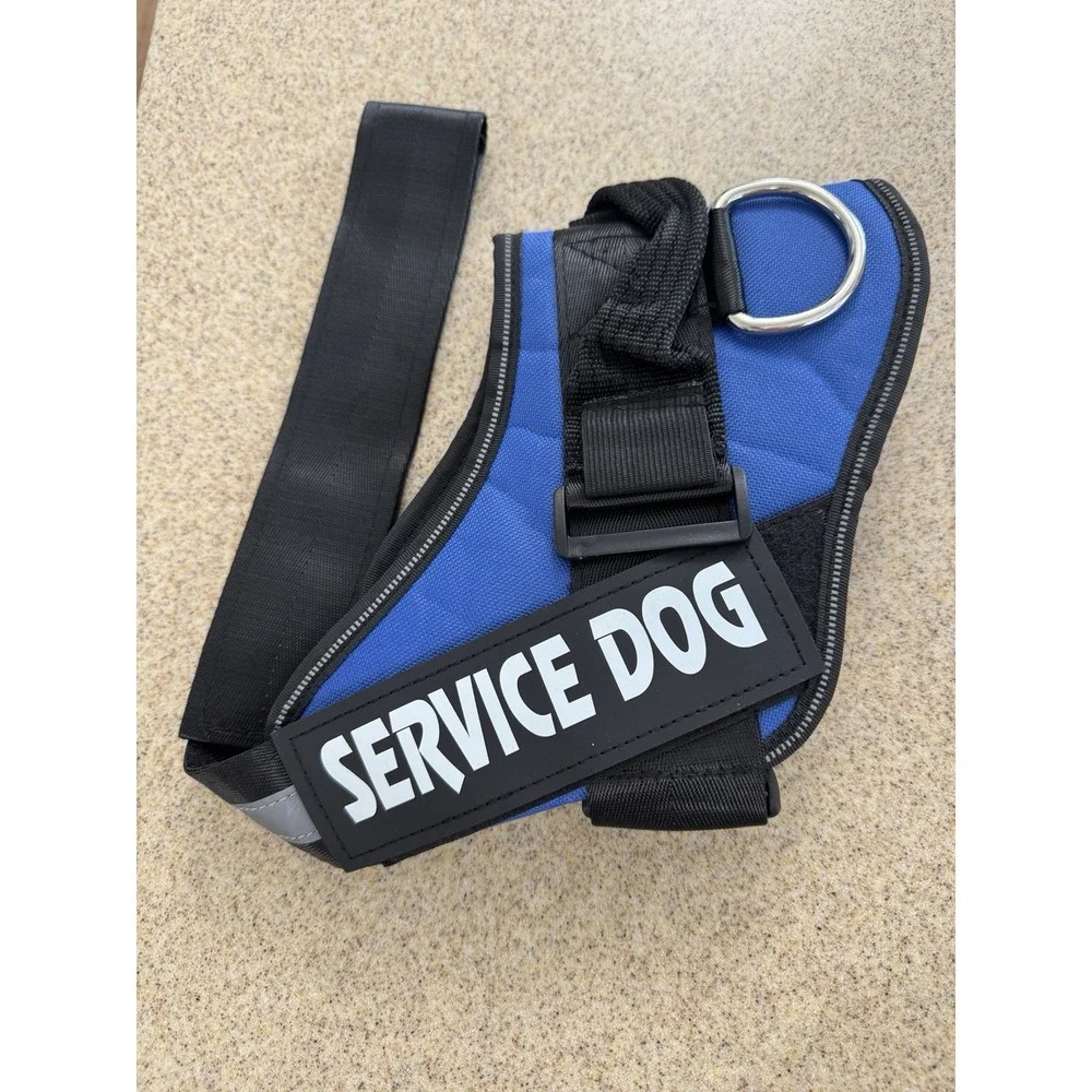 Service Dog Vest Harness Large Reflective Blue Black New